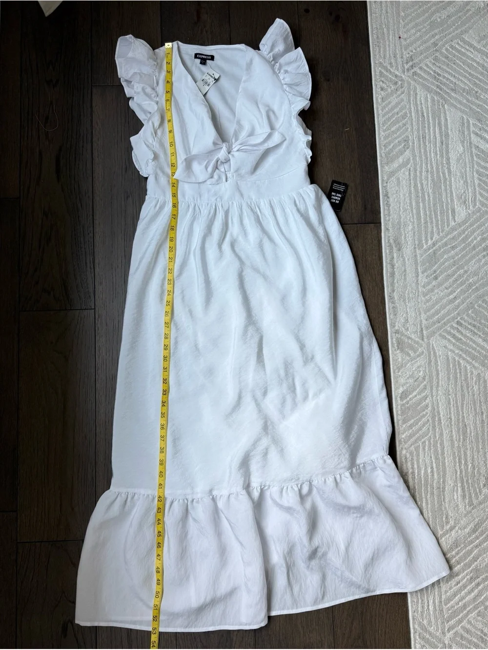 ๐ Express White Poplin Ruffle Tie-Front Maxi Dress - Picture 8 of 8